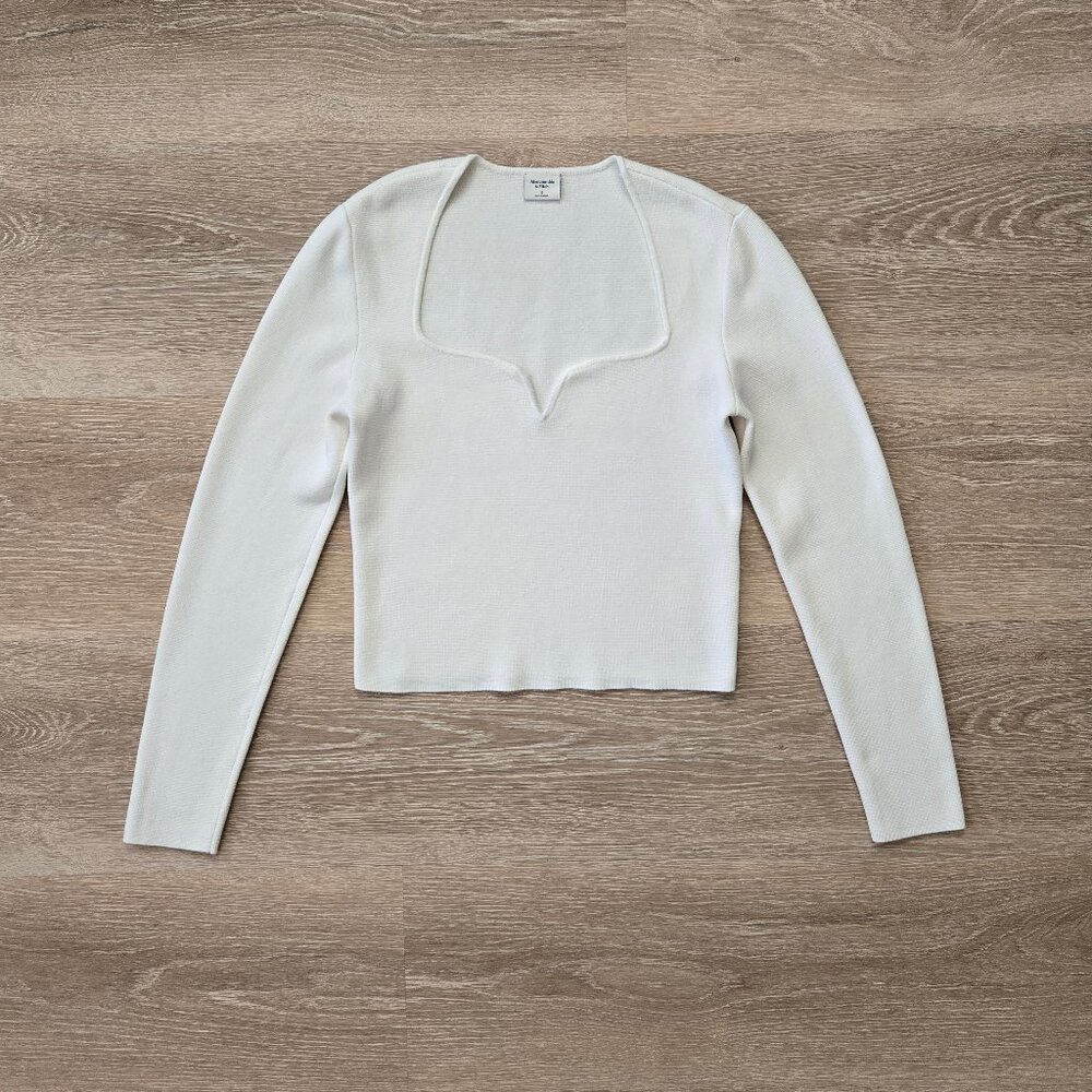 Abercrombie & Fitch Sweetheart Slim Semi Cropped Sweater White Size Small